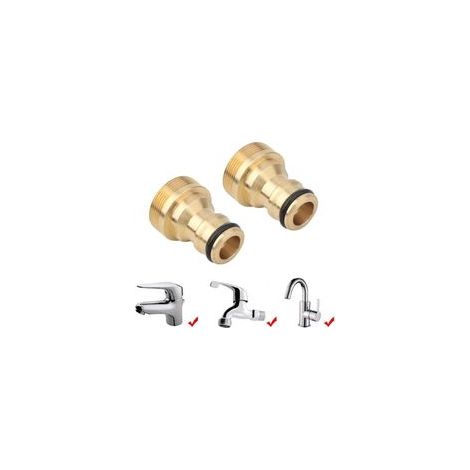 Adaptateur universel pour robinet de cuisine - Adaptateur de tuyau - Raccord de tuyau - Adaptateur de raccordement d'eau pour robinet de cuisine et de jardin (Deux paquets,22mm/24mm) (1/3)