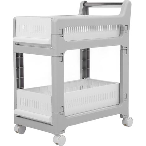 Chariot de Rangement à Tiroirs Coulissants en PP avec Roues Universelles et Freins pour Cuisine Salle de Bain 2 Niveaux (1/5)