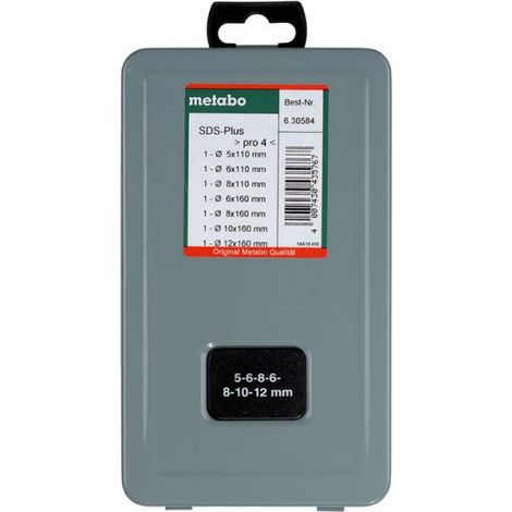 Juego de brocas para martillo SDS-plus Pro 4 de 7 piezas SDS-Plus en caja de plástico METABO (1/2)