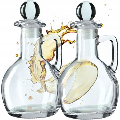 KADAX Olivenöl-Essig-Flasche 0,5 l + 0,25 l mit Ölspender aus Glas, 2er-Set (1/5)