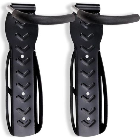 Porte-vélos mural noir pour 2 vélos – Lot de 2 supports robustes en acier avec fixation murale incluse (1/5)