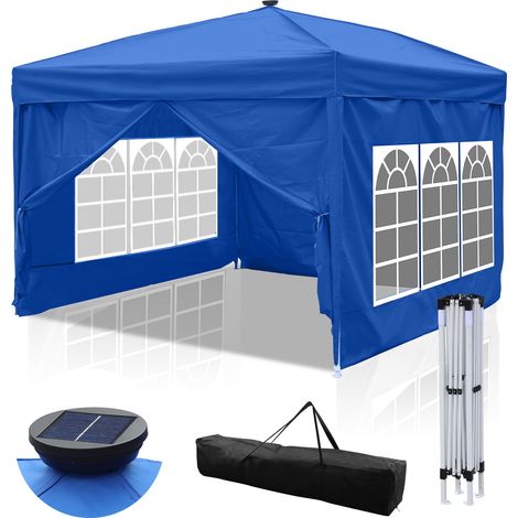 SWANEW Pergolato da giardino. Tenda pieghevole. Protezione solare UV 50+. POP-UP con illuminazione solare a LED blu (1/5)