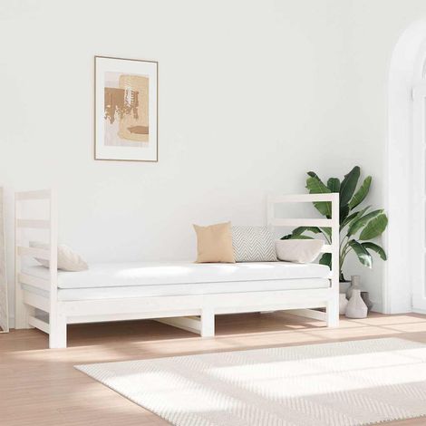 Lit gigogne canapé-lit en pin massif blanc, 90 x 190 cm, 2 têtes de lit - PANGIVO (1/5)