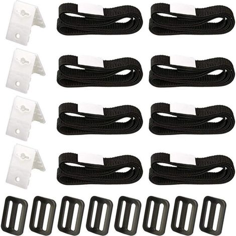 Kit de Fixation pour bâche Solaire de Piscine, kit de Sangles de Couverture Solaire pour Piscine Universelle enterrée Comprenant 8 Sangles en Nylon,8 plaques de Cordon,8 Boucles (1/5)
