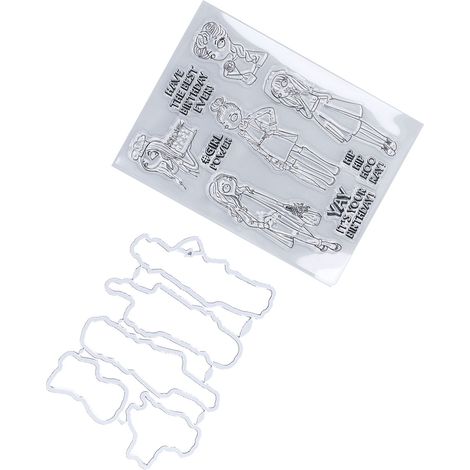 Kit de pochoirs transparents créatifs, tampons clairs et matrices de découpe pour embossage, parfait pour scrapbooking et projets DIY. (1/5)