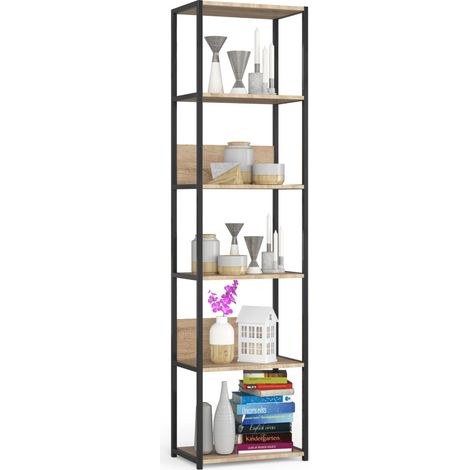 Étagère murale industrielle AKORD Noire 50 cm façade Chêne Sonoma 6 étagères 50x32x192 cm (1/5)