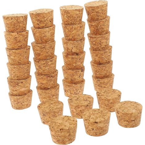 Lot de 30 bouchons liège - bois, coniques, pour vinification (1/5)