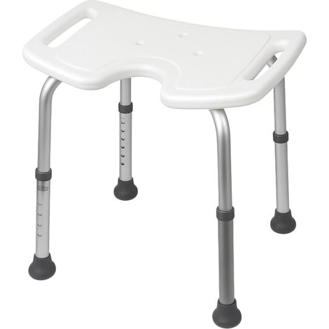 Blanc,Tabouret de Douche, Chaise de Bain, Siège en U, Réglable sur 6 Hauteurs, Jusqu'à 100 kg, Tabouret de Salle de Bain, Embouts Antidérapants (1/5)