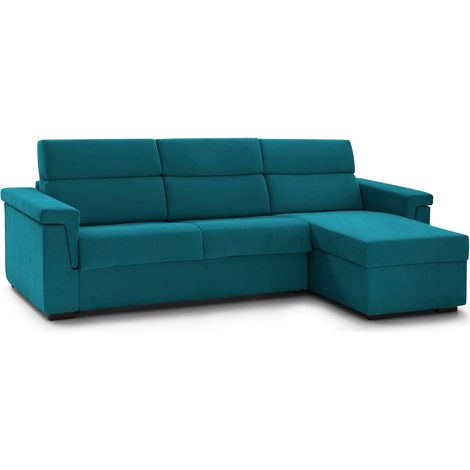 Sofa mit Bettfunktion und Ottomane, abnehmbar, Stauraum, Made in Italy, wasserabweisend, elektroschweißbares Bettgestell, 285x160 cm