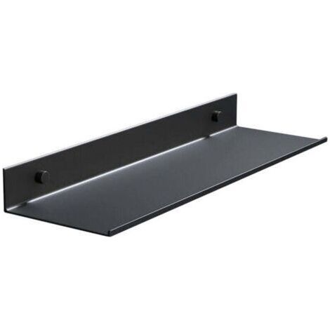 (20CM, Noir) Etagere Salle de Bain Sans Percage, Noir Étagère Murale, Métal Etagere de Douche 20cm, Decoration Étagère Flottante pour Salon, Salle Bains, Cuisine, Bureau (1/4)