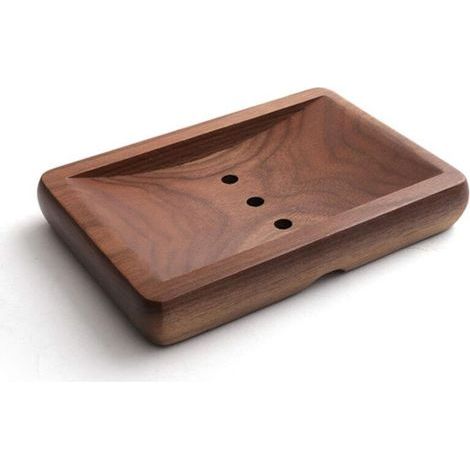 Support à vaisselle en bois de noyer noir pour douche, avec trous creux, porte-éponge de cuisine fait à la main pour voyage et maison, 11,7 x 9,2 x 2,2 cm (1/4)