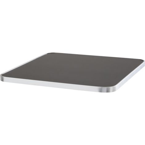 Plateau de table carré noir cerclage argent 60cm (1/5)
