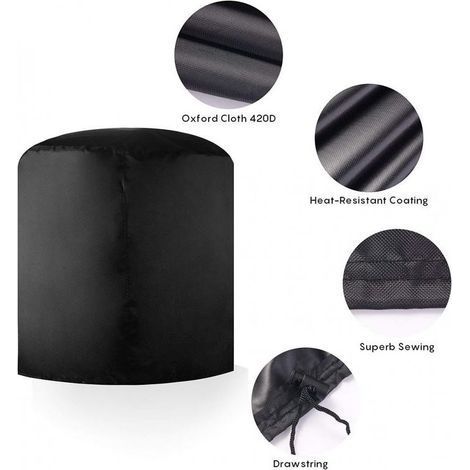 Rond Couverture de Barbecue, Tissu Oxford 210D Barbecue Grill Imperméable, Housse Barbecue Housse Bâche de Protection BBQ Couverture de Gril, Noir (71 (1/3)