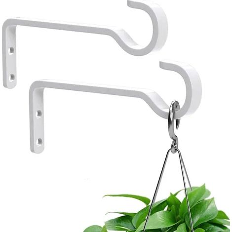 Filiyano-Lot de 2 supports robustes pour plantes d'extérieur, pour paniers suspendus, supports en fer, crochets muraux en métal, mangeoires à oiseaux (1/4)