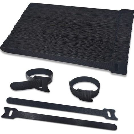 100 attaches de câble Velcro, 200 mm x 12 mm, réutilisables, faciles à couper, pratiques pour ranger et organiser tous les câbles. (1/4)