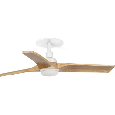 Faro Heywood Ventilateur de plafond encastré Heywood 90 cm à LED, blanc mat, pales en pin, CCT (1/3)