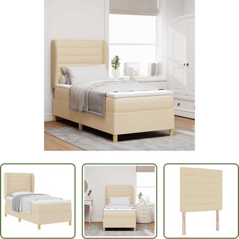 Matratze - Boxspringbett mit Matratze mit Kopfteil Creme 200 x 80 cm Stoff (1/5)