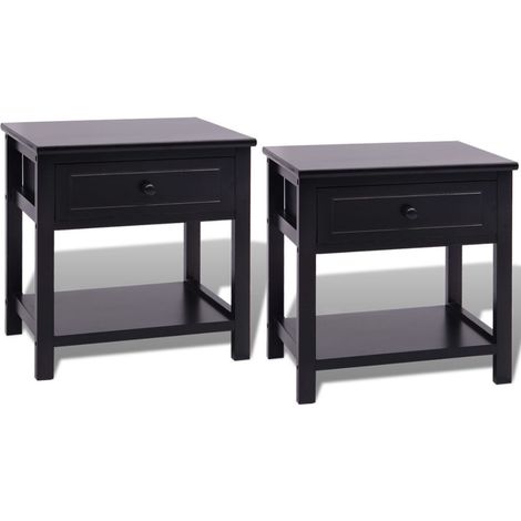 Conjunto de 2 mesitas de noche mesitas de noche cómoda armario muebles de dormitorio MDF negro 1402045