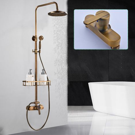Grifo de ducha antiguo de latón retro, set de ducha, ducha de lluvia, ducha de mano, sistema de ducha para baño (1/5)