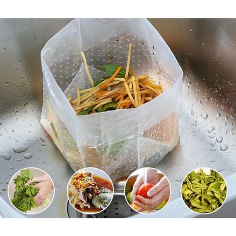 Sac filtre à déchets pour évier Lot de 30 Sacs Poubelles pour évier de Cuisine, Sacs Poubelles Autoportants droguerie sac (1/5)