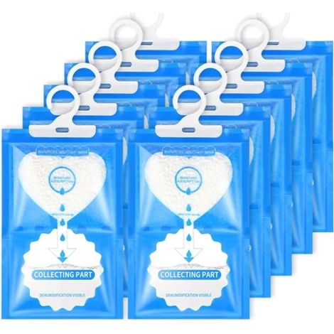 Sacs Déshumidificateurs d'armoire 10x150g,Deshumidificateur d Air pour Armoire,Absorbeur D'humidité Placard éliminateur D'humidité (1/5)