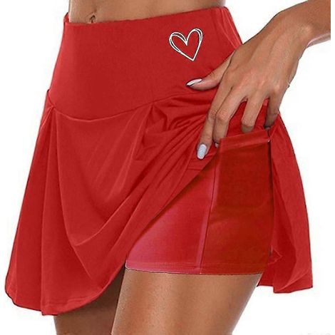 Jupes de tennis, de golf et de yoga pour femmes, poches latérales, 2 en 1, séchage rapide, pour le yoga, le fitness et la salle de sport, motif cœur, n° 1, n° 2, n° 3, vêtements de sport extensibles-S (1/3)