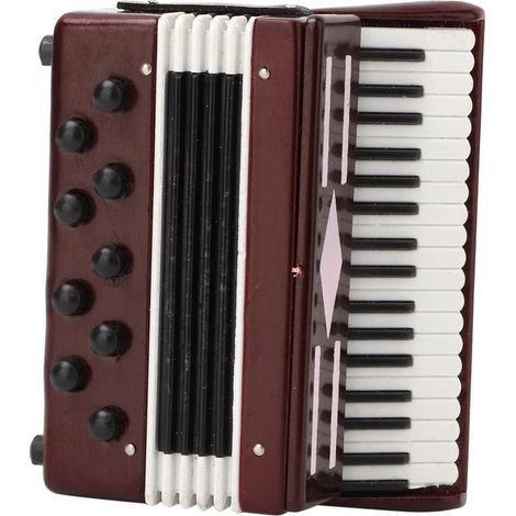 Miniatur-Akkordeon aus rotem Holz, 6 cm, Instrumentenmodell mit eleganter Schachtel, zartes musikalisches Geschenk (1/5)
