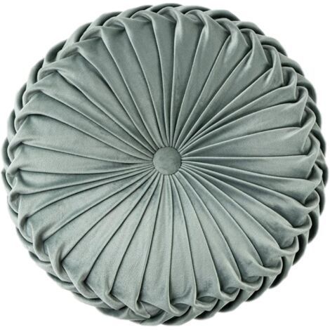 rundes, hellgrünes Stuhlkissen, 35 cm Durchmesser und 10 cm hoch. Waschbares Sitzkissen aus Memory-Schaum. (1/5)