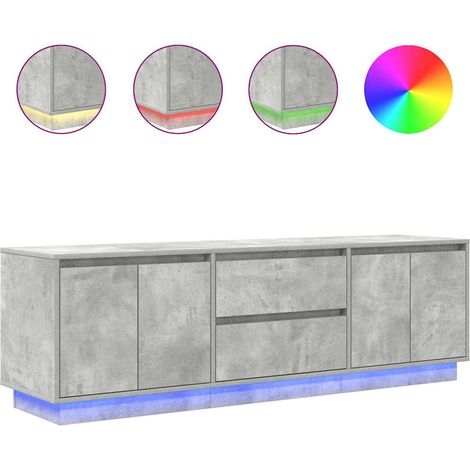 Meuble TV,Banc TV,Armoire TV avec lumières LED gris béton 160,5x41x50 cm CFW339796 (1/5)