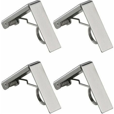 Pince Pour Nappe en Acier Inoxydable Fixe-Nappe à Ressort pour Restaurant Fêtes Pique-Nique4 Pcs Clip Nappe de Table (1/5)