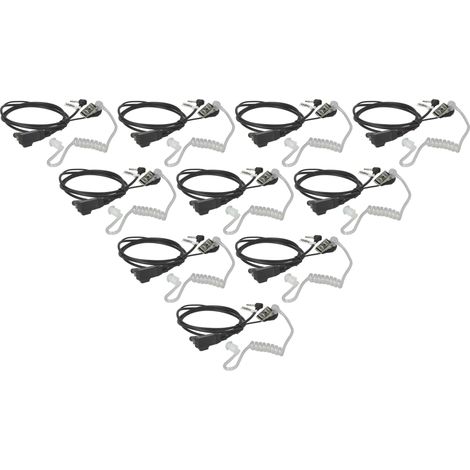 vhbw 10x Headset earpiece compatible with Motorola FV300, FV500, FV200, FV200AA, FV200R Radio Walkie Talkie, Transparent acoustic tube