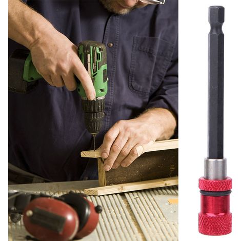 Porte-embout de tournevis en acier inoxydable rouge, rallonge magnétique à dégagement rapide 1/4 pouce, 100 mm (1/5)