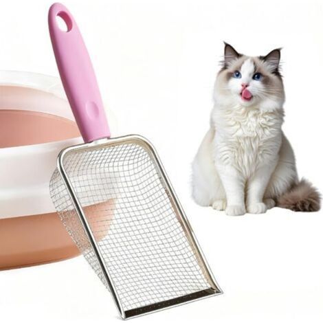 Pelle à litière pour Chat - en métal - avec poignée - Taille des Pores de 4mm - Pelle pour Chat, Pelle litiere Chat, Pelle a litiere Chat, Pelle litiere (rose) (1/5)