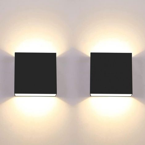 [NEVER USED] 2-piece LED wall light, 6W modern indoor wall sconce, 3000K black square wall sconce for bedroom/living room