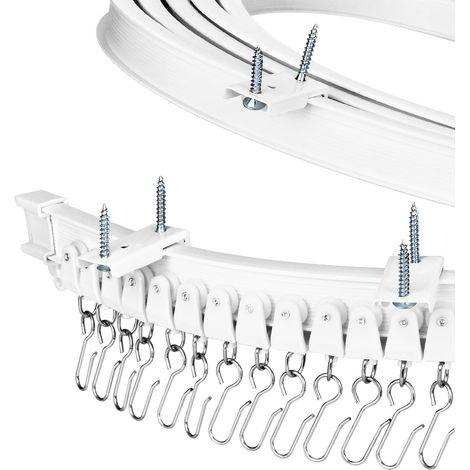 5 Metres Flexible Ceiling Curtain Rail with Silent Wheels for Room Separation, Bay Windows, Bathroom, Balcony, Office, Hotel (1/5)