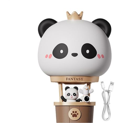 Lampe de chevet Panda Montgolfière, veilleuse à intensité variable, 3 vitesses, rechargeable, lampe d'ambiance, pour chambre, hôtel, camping, voyage, gain de place, 500 mAh (1/5)