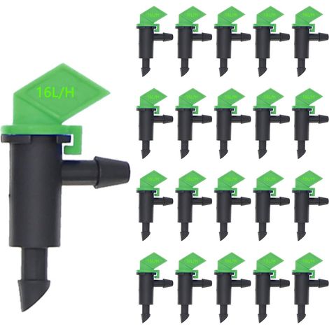 Lot de 100 goutteurs d'irrigation goutte à goutte de 4 GPH (16 L/h) pour jardin, raccord 4 mm/7 mm. (1/5)