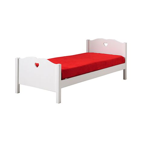 Lit enfant AMORI 90x200 – Blanc laqué & détails cœur avec sommier-Version avec sommier (1/5)