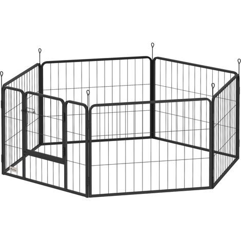 PawHut Recinto per Cuccioli a 6 Pannelli da 80x1.5x60 cm in Acciaio Grigio Scuro
