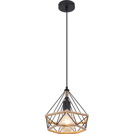 Suspension à cadre métallique noir mat, 1 ampoule E27