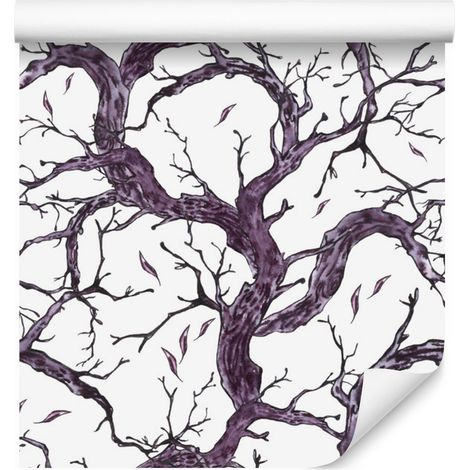 Papel pintado con diseño de ramas de árboles pintadas a mano, 50x1000 cm. (1/5)