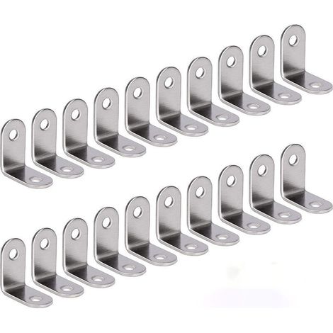 Right Angle Bracket Stainless Steel 90 Degree Corner Bracket L Shaped Angle Bracket Fixing Bracket Supplied Silver 20Pcs 30 30 16mm