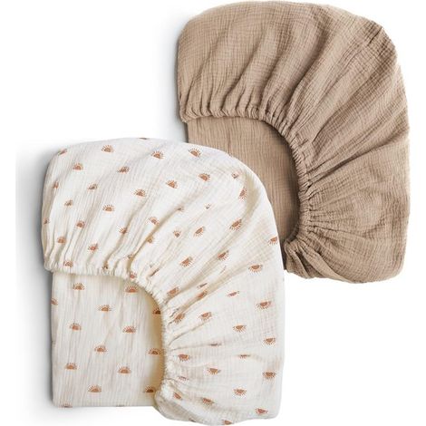 Drap-housse en mousseline de coton pour cododo, 100 % coton, pour lits bébé, compatible avec matelas ovales et rectangulaires, coloris marron et soleil, 82 x 41 cm (1/5)