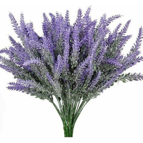 7 fleurs artificielles de lavande, buissons violets et verts pour bouquets et décoration [JUN]-AquaForge (1/4)