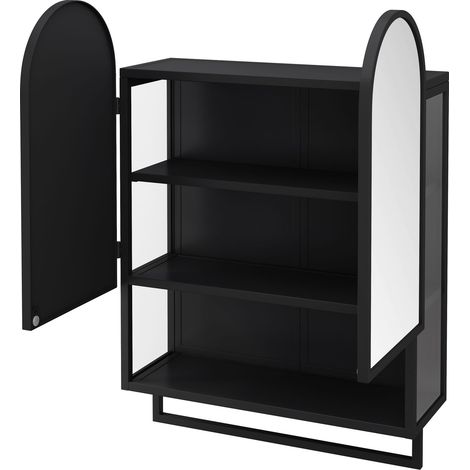 Armoire miroir moderne 60 cm à double arc, noire