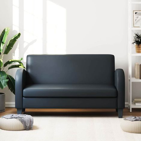Canapé Sofa à 2 places Cuir synthétique Noir (1/5)