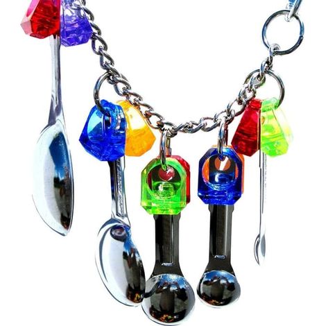 Jouets à mâcher pour perroquets avec cuillère, jouets pour perroquets, jouets pour oiseaux, cuillères en métal (1/4)