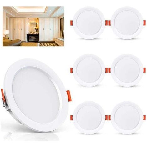 Lot de 6 Spot LED Encastrable, 5W 500Lumen Equivalent 50W Incandescence, 4000K Blanc Spot Led Extra Plat Pour Salle de Bain Cuisine Salon Couloir (1/4)