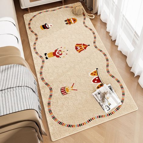 Tapis en peluche mignon pour la décoration intérieure, doux et chaud, tapis à poils courts antidérapant, tapis pour chambre à coucher, salon, 60 x 120 cm (1/4)