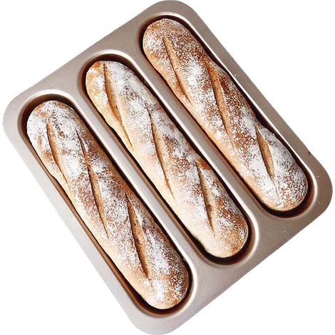 Backform für Brötchen, antihaftbeschichtete Backform, 3 Wellenrillen (1/2)